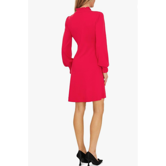 CECE Ruffled Sweater Dress Small Pink Long Sleeve Mock Neck NWT - Picture 2 of 10